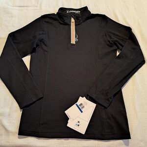 Spyder girls size XL Bestie Cotton t-neck 1/4 zip up black shirt. New
